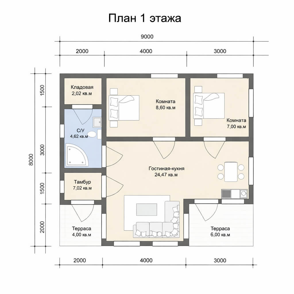 дом из сип панелей со вторым светом 60 кв м